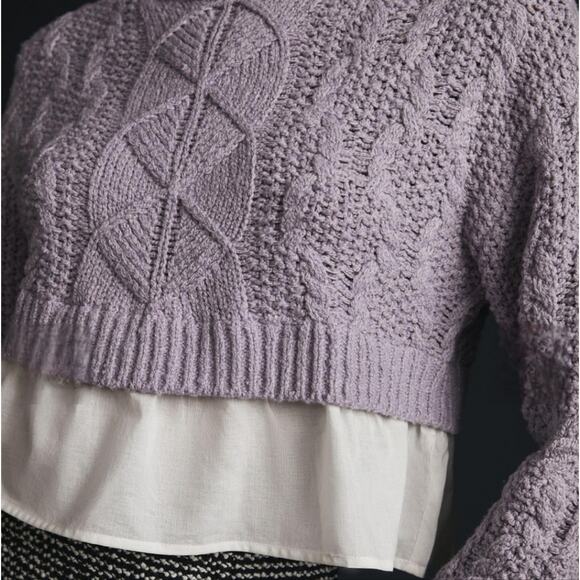 Maeve Lavender Layered-Peplum Turtleneck Sweater - Picture 4 of 11